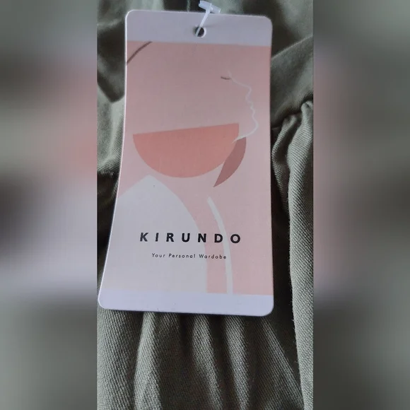 Kirundo Midi Dress Summer Sleeveless Ruffle High- Low Green Army - Picture 5 of 5